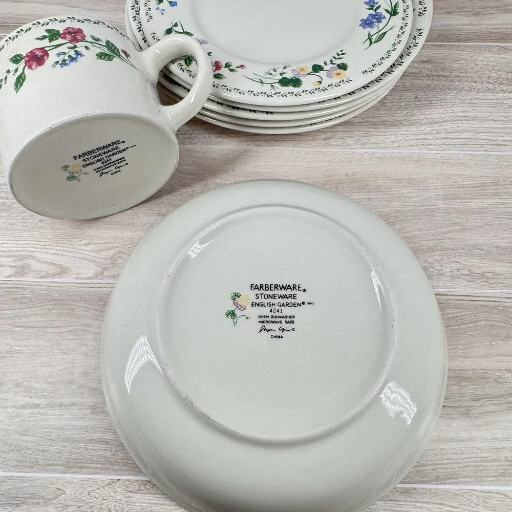 Pfaltzgraff Garden Party USA‎ Floral Stoneware Mixed Dinnerware Plates Bowl Cup